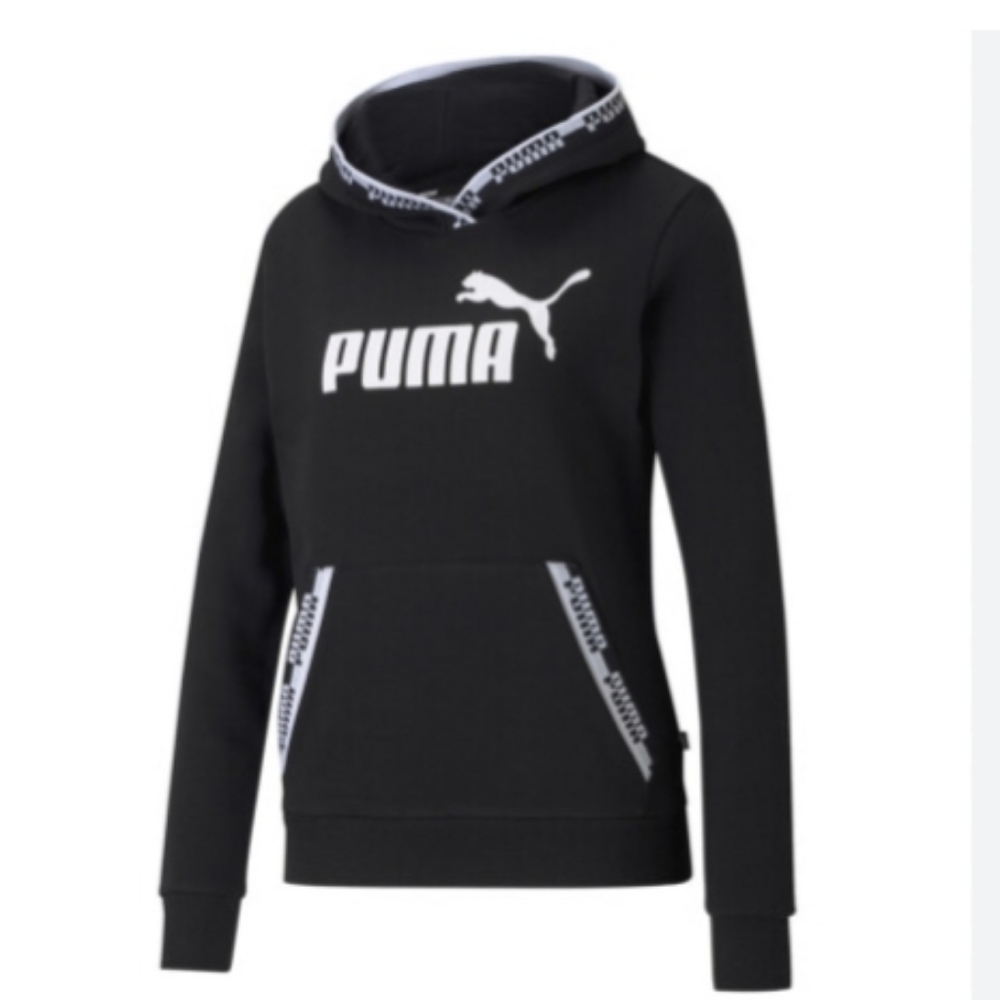 PUMA Women's Black and White Logo Hoodie